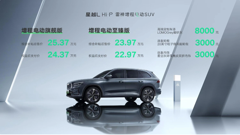 吉利星越 L Hi・P 雷神增程电动 SUV 上市：售价 23.97 万-25.37 万元，WLTC 工况续航 1250km